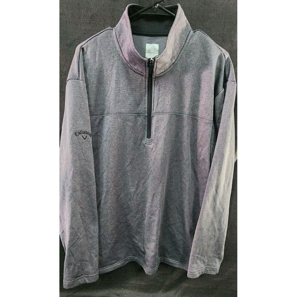 Callaway Midweight Waffle‎ Knit Fleece 1/4 Zip Golf Sweater XL Grey pullover